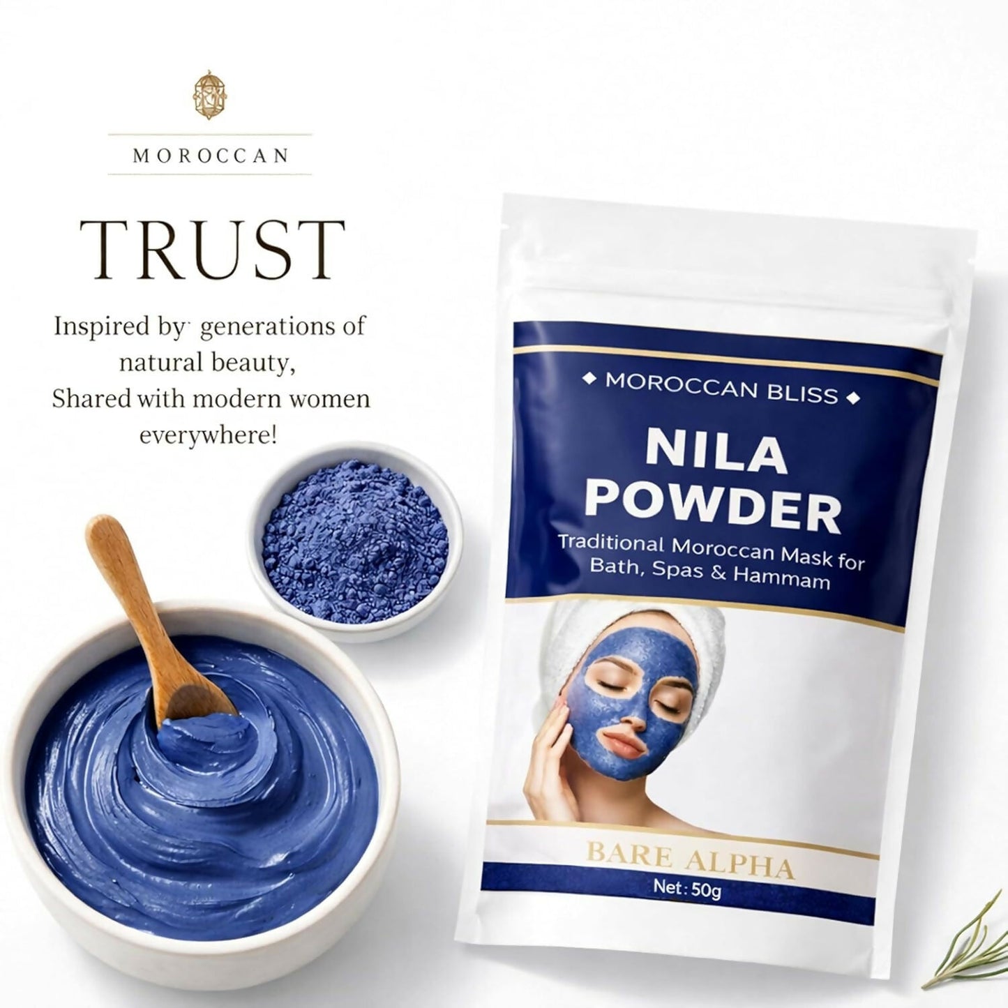Bare Alpha Moroccan Nila Powder – 100% Natural Indigo Blue Powder - Dista