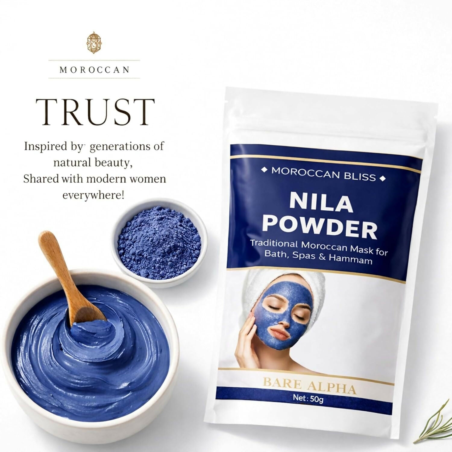 Bare Alpha Moroccan Nila Powder – 100% Natural Indigo Blue Powder - Dista