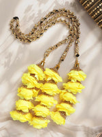 Thumbnail for Ruby Raang Gold Gota Pati Work And Yellow Rosses With Black Thread & Golden Stones - Distacart