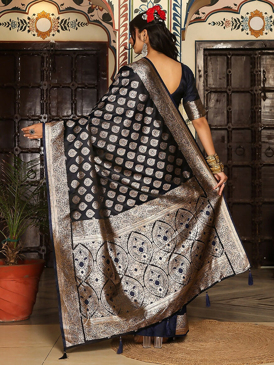 Astita Navy Blue Silk Saree