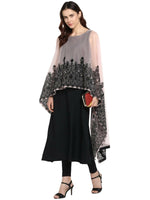 Thumbnail for Ahalyaa Women's Beautiful Black Crepe Printed Kurta with Attached Dupatta - Distacart