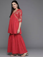 Thumbnail for Ahalyaa Women Floral Printed Tunic with Palazzos - Red Color - Distacart