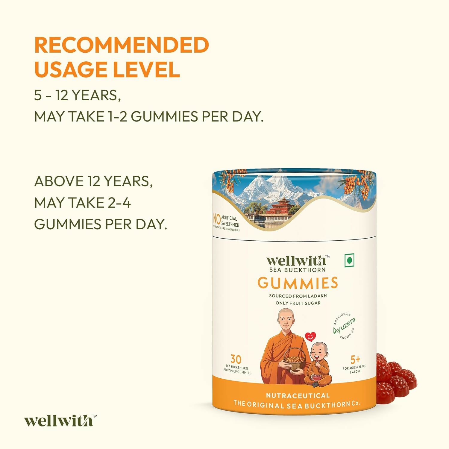Wellwith Sea buckthorn Vitamin C Rich, multivitamin supplement, Immunity Gummies - Distacart