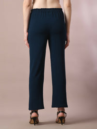 Thumbnail for Myshka Women'sNavy Blue Solid Party straight Trousers - Distacart