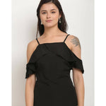 Thumbnail for Aastha Fashion Women's Black Polyester Solid Casual Top - Distacart