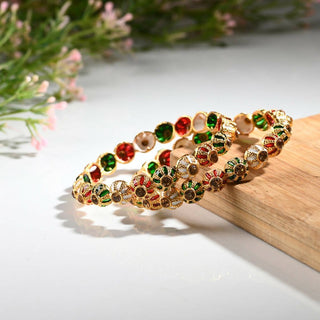 Afast Designer Fancy Party Bangle/ Kada Set, Multi, Metal, Pack Of 2 - Distacart