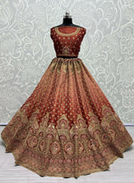 Thumbnail for Jyoti Fashion Women's Scarlet Bridal Net Fancy Dori & Sequins Multi Thread Embroidered with Diamond Work Wedding Lehenga Choli - Distacart