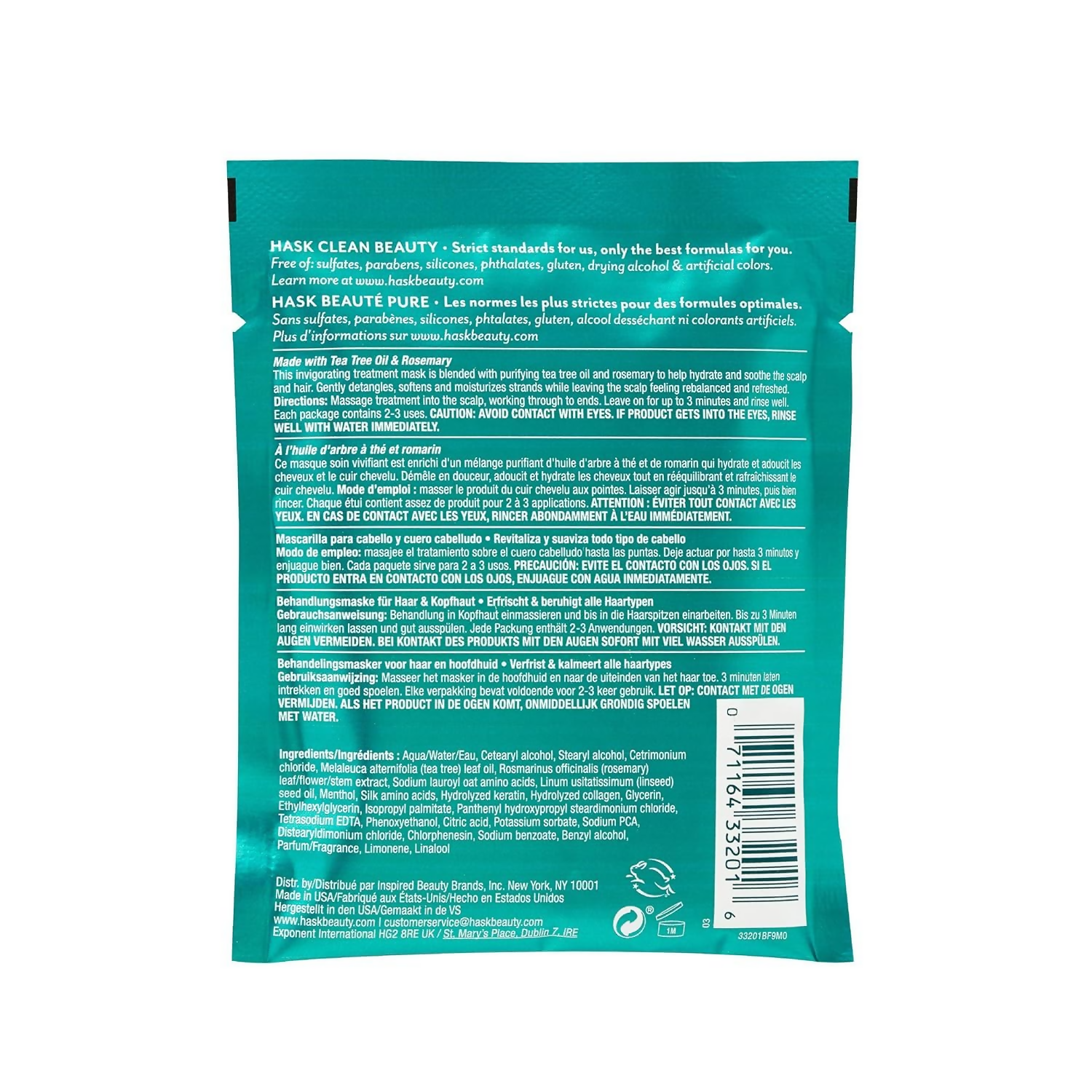 HASK Tea Tree Oil & Rosemary Hair & Scalp Treatment Mask - Distacart