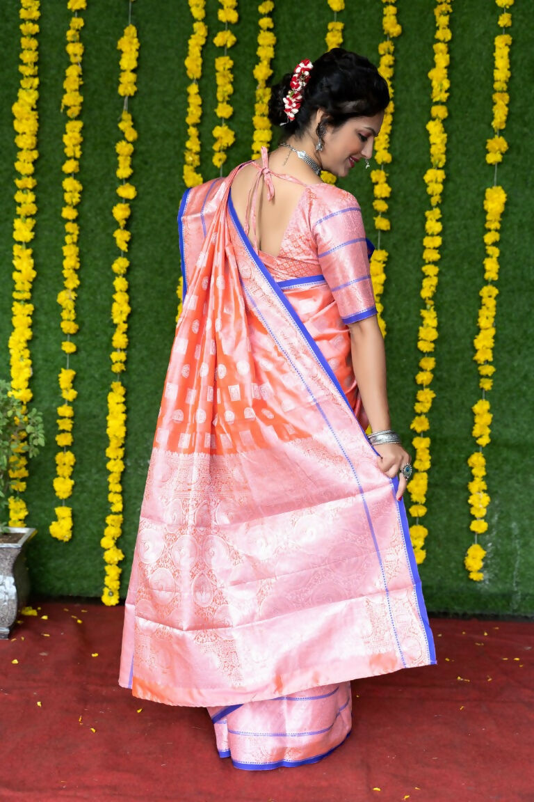 Jyoti Fashion Women's Baby Pink Soft Handloom Silk Zari Woven Saree with Blouse - Distacart