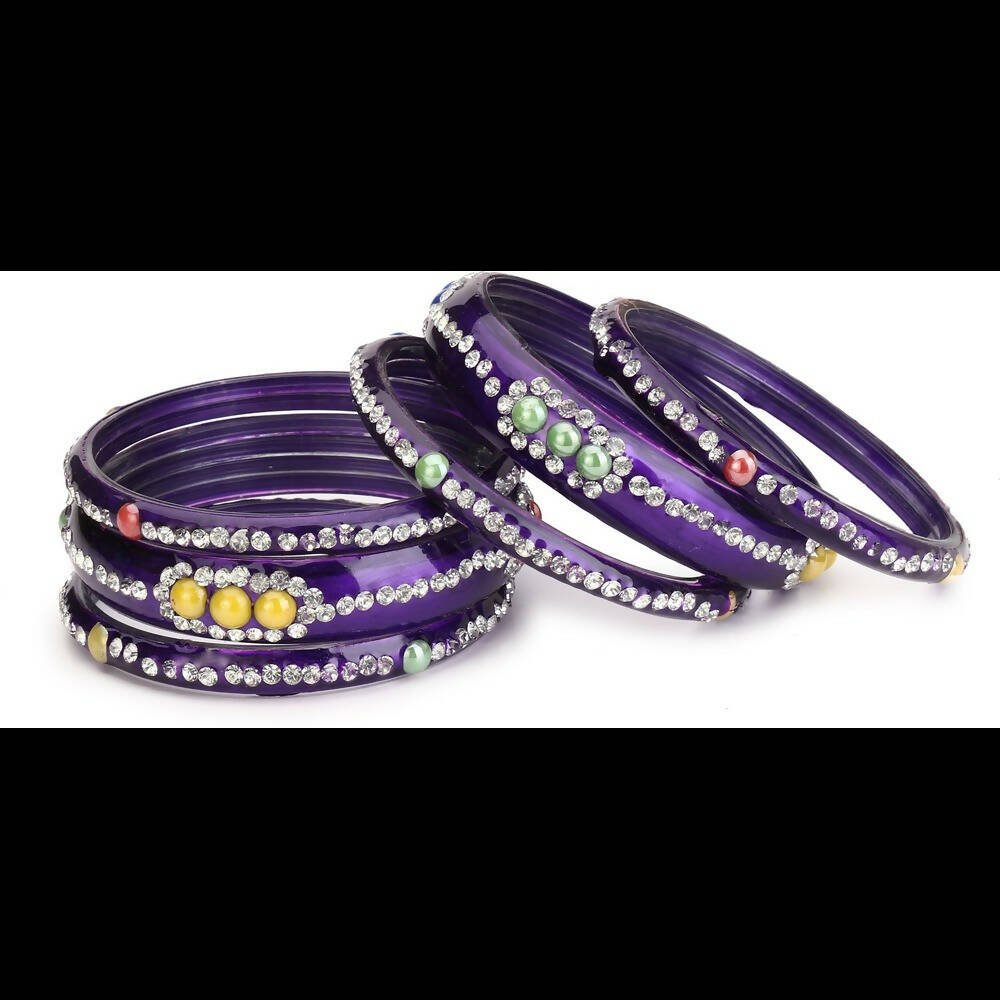 Afast Bridal Wedding & Party Fashionable Colorful Glass Bangle/Kada Set, Pack Of 12 - Red, Blue - Distacart