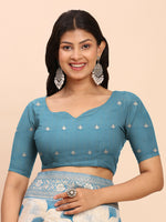 Thumbnail for Astita Linen Cotton Sky Blue Saree