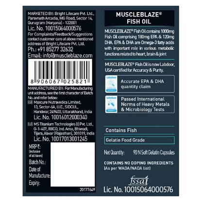 MuscleBlaze Fish Oil 1000 Mg Capsules - Distacart