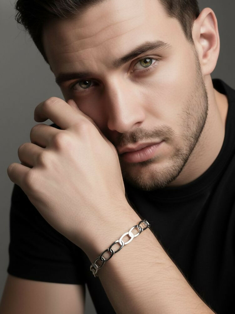 NVR Men's Silver Plated Cuff Bracelet - Distacart