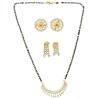 AanyaCentric Gold Plated Mangalsutra with Pendant, 2 Pair Earrings - Distacart