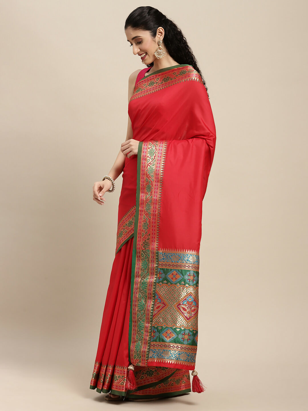 Astita Silk Blend Red Saree