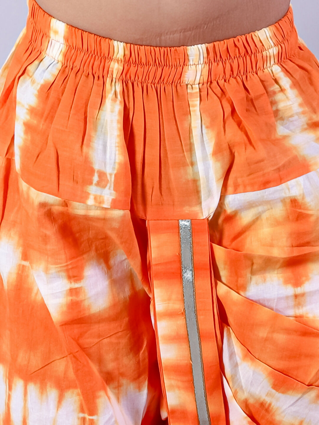 Lil Drama Janmashtami White Boys Cotton Kurta and Orange Dhoti Ethnic Set - Distacart