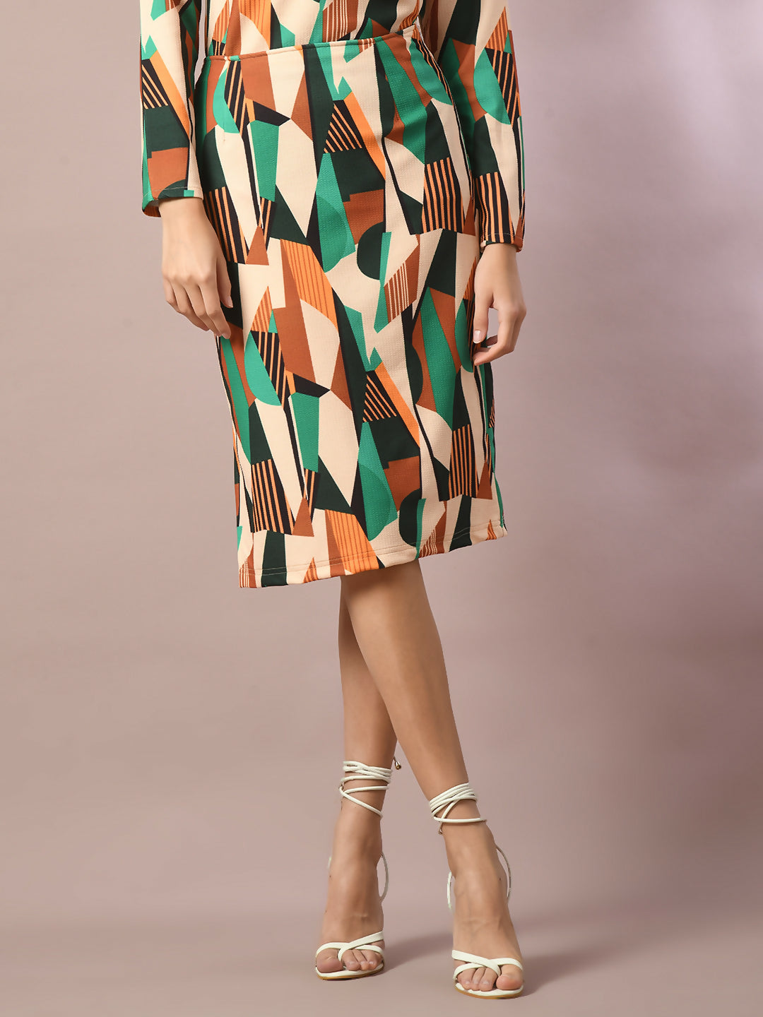 Myshka Women's Multi Printed Knee Length Party Embellished Skirts - Distacart