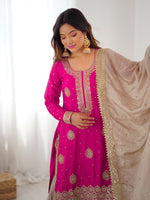 Thumbnail for Lehenga Mart Designer Sharara Suit With Kurta, Sharara, Dupatta For Women-Pink - Distacart