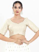 Thumbnail for Joban Fashion Off White Silk Padded Blouse With Sweetheart Neck Elbow Sleeves - Distacart