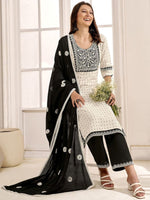 Thumbnail for Anouk Women Ethnic Motifs Regular Thread Work Kurta with Palazzos & With Dupatta