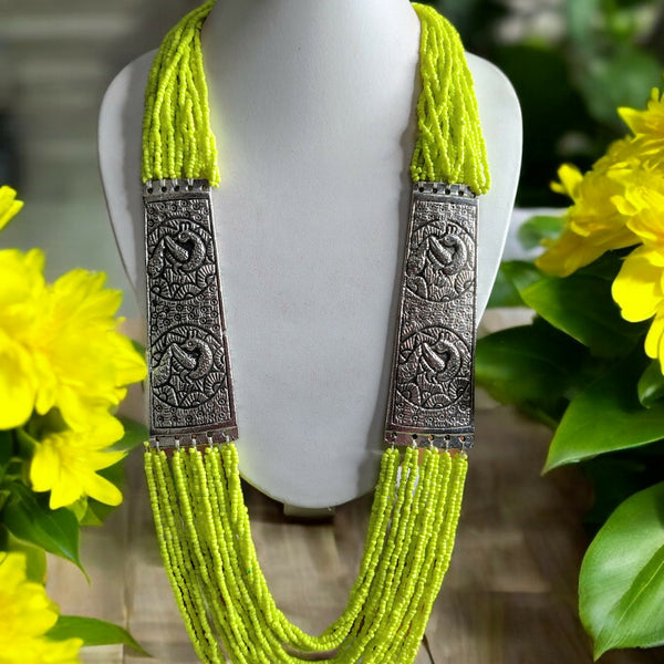 Inhanns Saree Shobha Statement Necklace - Neon Green Necklace - Distacart