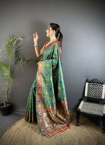 Thumbnail for Joban Fashion Green Banarasi Soft Silk Woven Saree