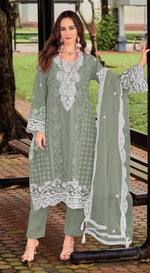 Thumbnail for Anaita Green Silk Stitched Suit with Embroidery Sequins - Distacart