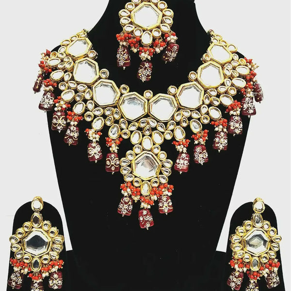 Joban Fashion Hand Made High Quality Gold Plated Base Metal Alloy Kundan Stone Studded Kundan Jewellery Set - Distacart