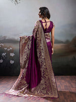 Thumbnail for Shree Shyam Fashion Wine Silk Blend Saree - Distacart