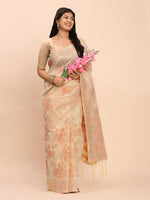 Thumbnail for Astita Linen Cotton Off White Saree