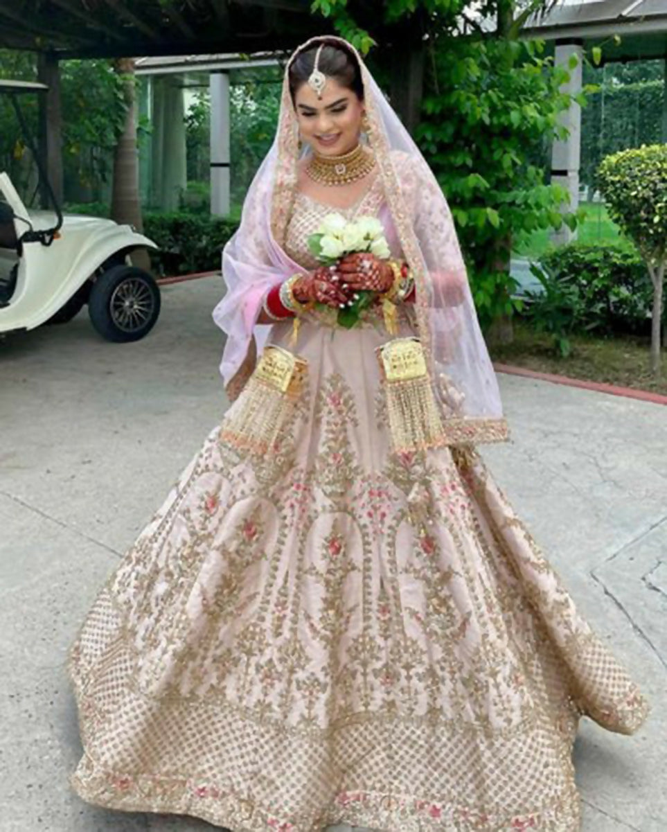 Jyoti Fashion Delightful Rose Pink Sequins with Zari Thread & Coding Dori Embroidery work Lehenga Choli with Dupatta - Distacart