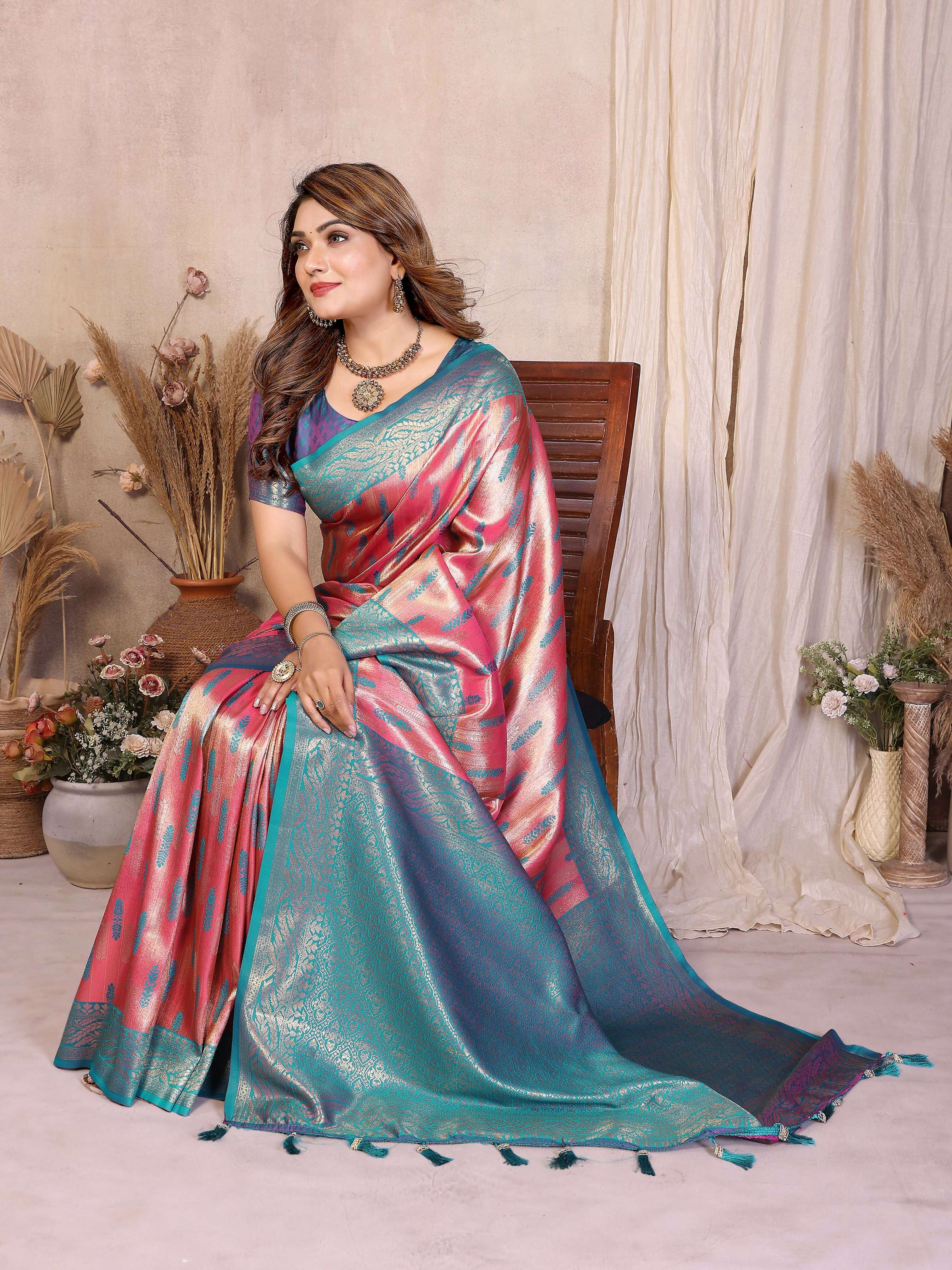 Aastha Fashion Red Tissue Silk Paithani Woven Saree - Distacart