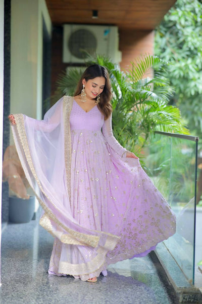 Preksha Creation Luxury Anarkali Faux Sequins Zari Embroidery With Dupatta And Pant