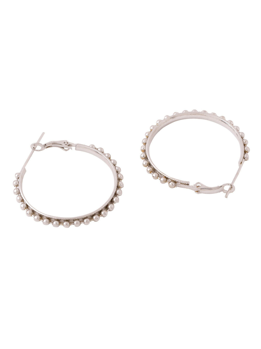 NVR Women's Set of 2 Gold & Silver Beaded Circular Hoop Earrings - Distacart