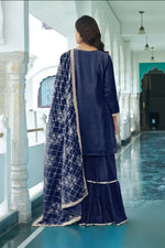 Thumbnail for Teeya Creation Blue Colour Chinnon Silk Heavy Embroidery Work Fully Stitched Salwar Suit - Distacart