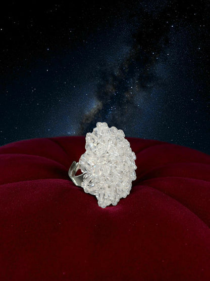 Inhanns Rang-E-Roshan Adjustable Ring – Handmade Crystal Statement Ring - White - Distacart