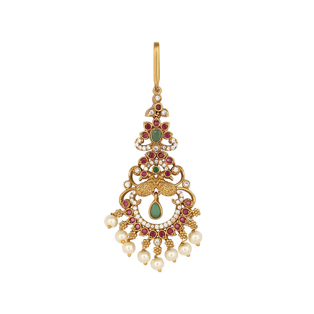 Nuyug 18K Gold Plated Ethereal Dual Color Maang Tikka