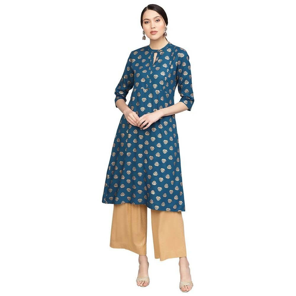 Anubhutee Women's Rayon Regular A-Line Teal Color Kurta - Distacart