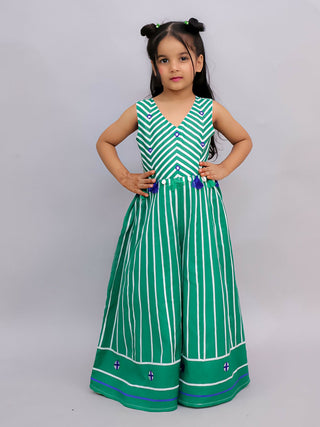 Lil Drama Shor-Gul Green Jumpsuit For Girls