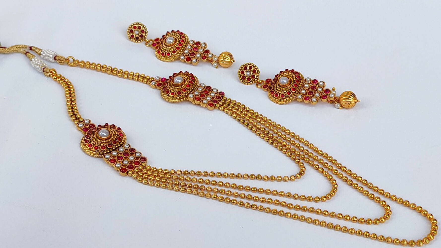 Pink & White kemp layer necklace set - Distacart