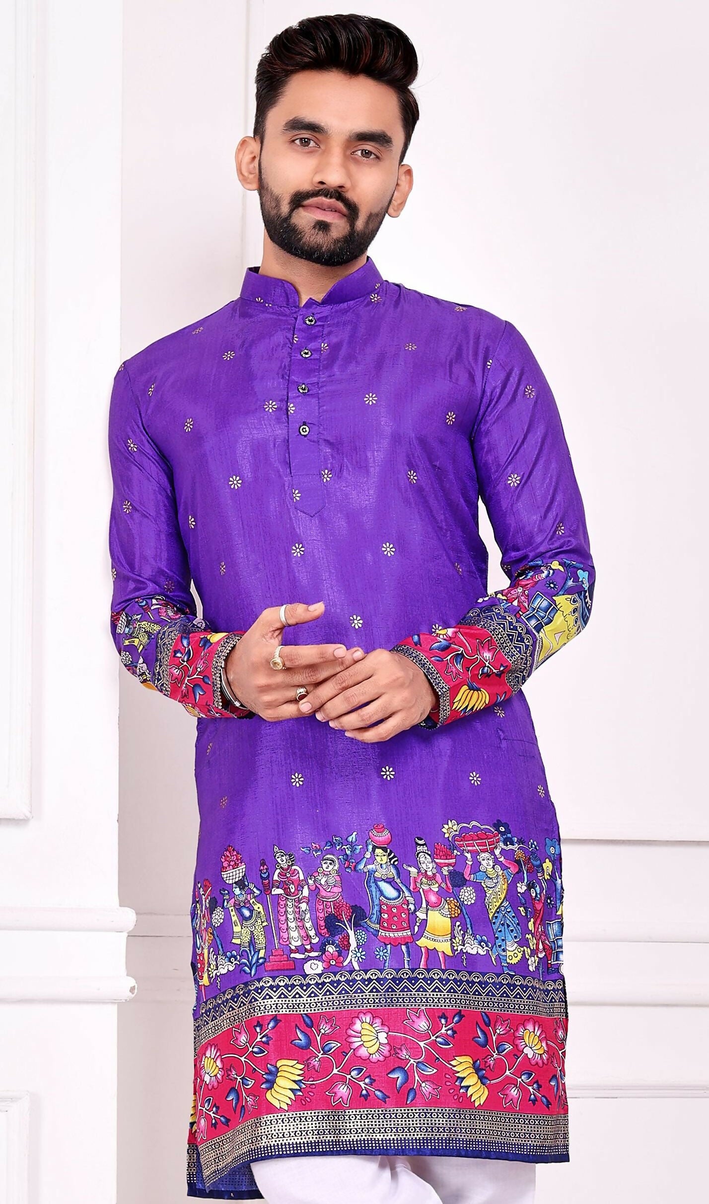Anaita Violet Dola Silk Straight Kurta With Foil Work - Distacart