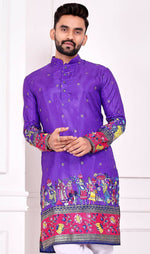 Thumbnail for Anaita Violet Dola Silk Straight Kurta With Foil Work - Distacart