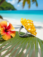 Thumbnail for Inhanns Rang-E-Roshan Adjustable Ring – Handmade Crystal Statement Ring - Yellow - Distacart