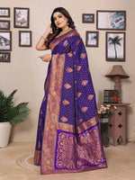 Thumbnail for Joban Fashion Banarasi Navy Blue Woven Soft Silk Saree