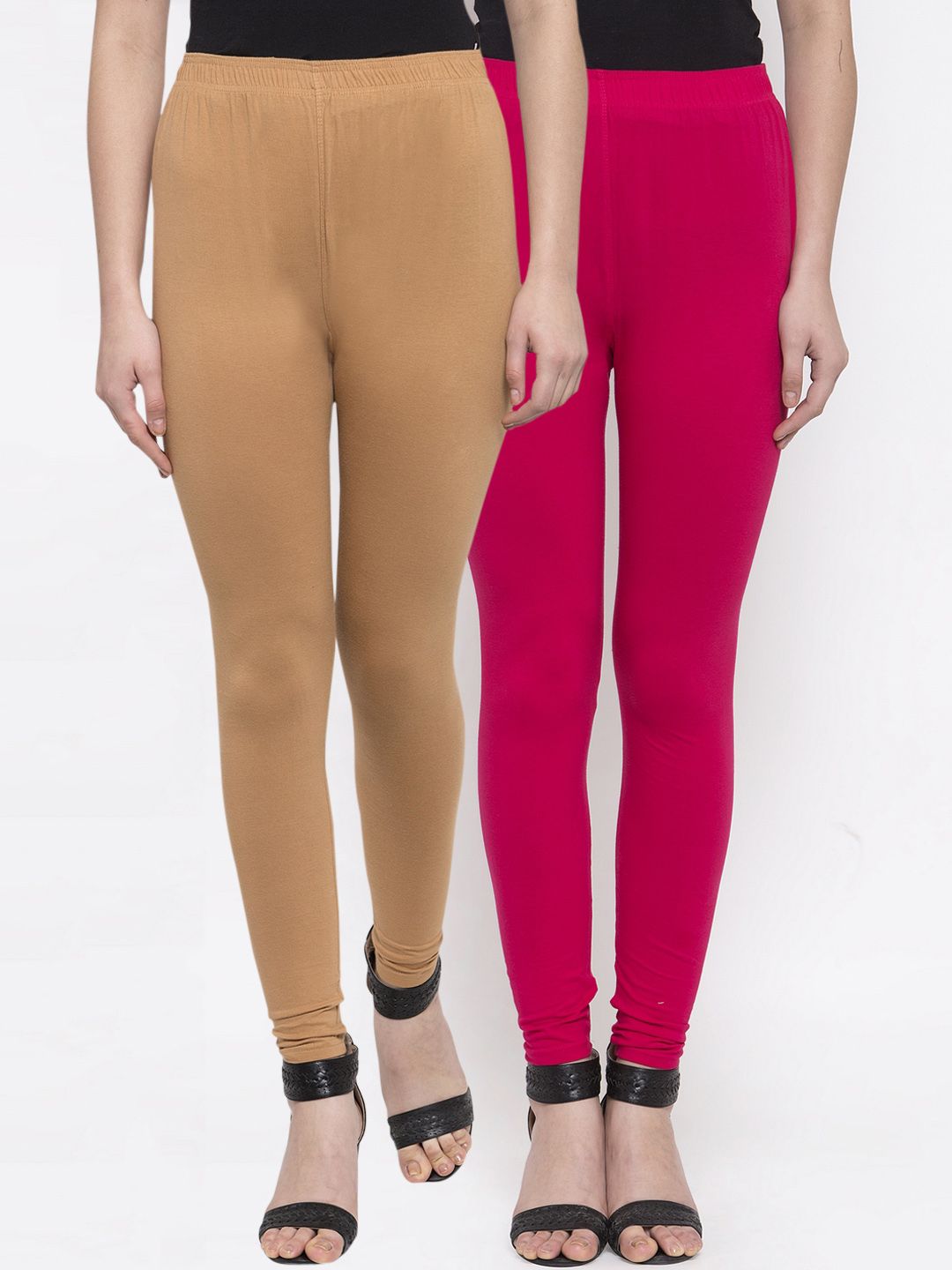 TAG 7 Women Pack Of 2 Solid Churidar-Length Leggings - Distacart