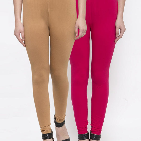 TAG 7 Women Pack Of 2 Solid Churidar-Length Leggings - Distacart