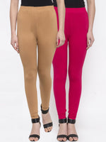 Thumbnail for TAG 7 Women Pack Of 2 Solid Churidar-Length Leggings - Distacart