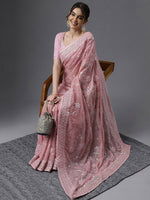 Thumbnail for kasee Floral Embroidered Sequinned Organza Saree - Distacart