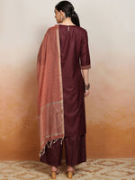Thumbnail for Vishudh Embroidered Rund Neck Straight Kurta & Palazzos With Dupatta