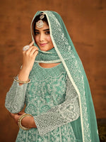 Thumbnail for Anaita Sky Blue Embroidered Net Anarkali Suit - Distacart